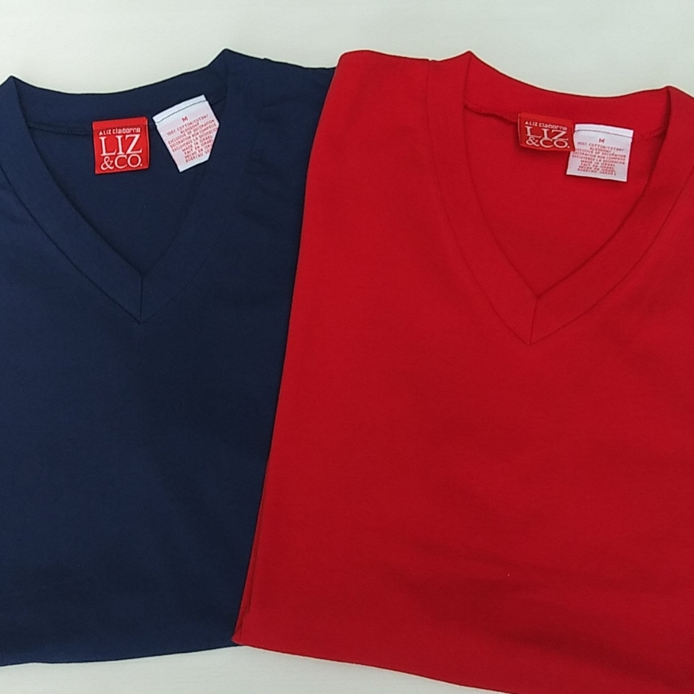 LIZ CLAIBORE *V-NECK SHORT SLEEVE TEE BUNDLE *NWOT